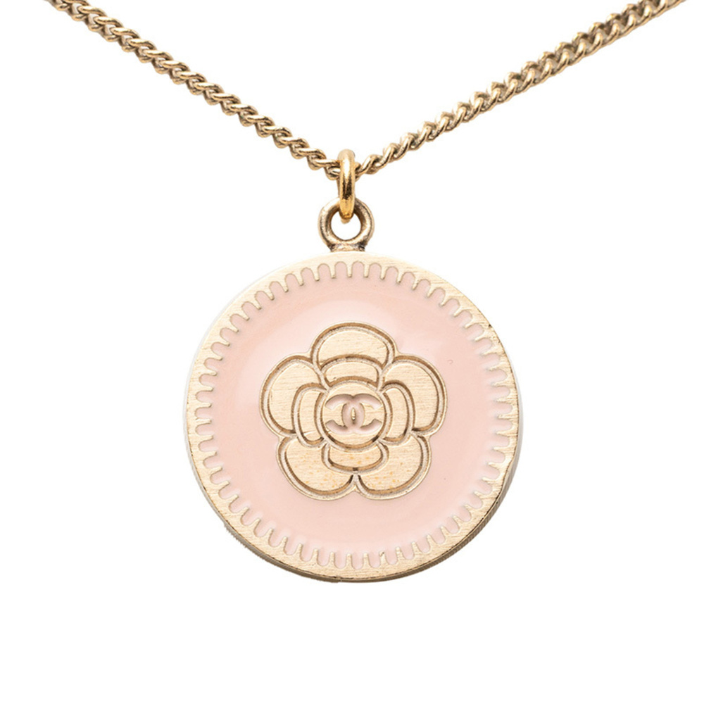 CHANEL Authentic Vintage Pink Logo Necklace